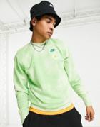 Nike 'have A Nike Day' Acid Wash Fleece Crew Neck Sweatshirt In Green