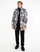 Tommy Jeans Longline All Over Tonal Camo Print Hooded Puffer Jacket In Black