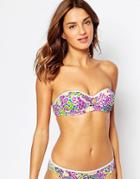 Piha Floral Bandeau Bikini Top - White