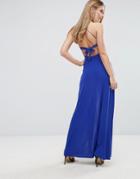 Club L Wrap Front Maxi Dress With Back Detail - Blue