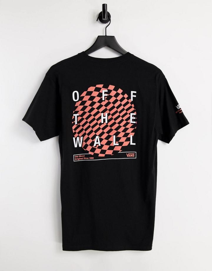 Vans Warped Circle Check Back Print T-shirt In Black