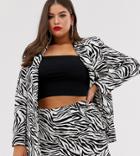 Asos Design Curve Zebra Print Suit Blazer - Multi