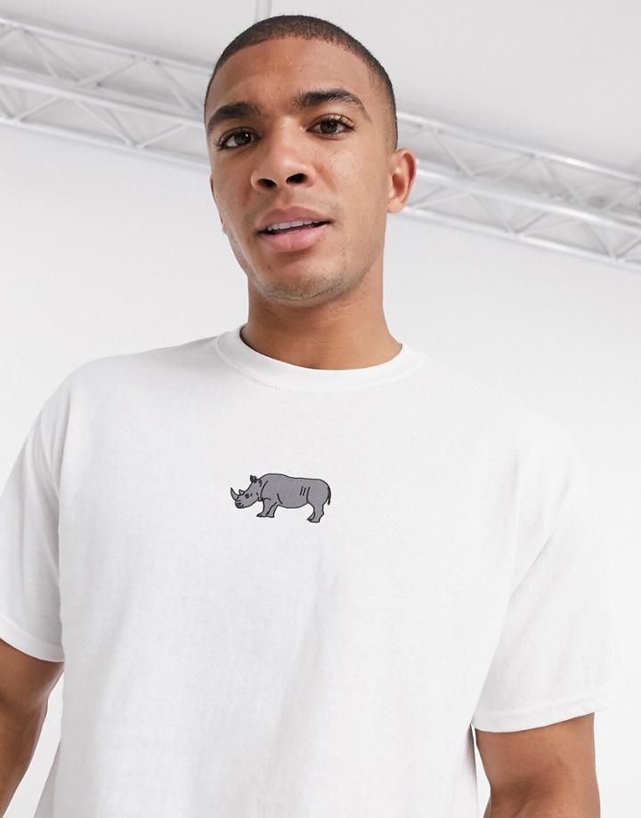 New Love Club Rhino Print T-shirt In White