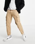 New Look Slim Fit Cargo Pants In Camel-neutral