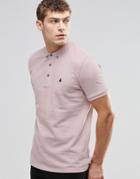 Asos Polo Shirt In Pink Pique With Button Down Collar With Logo - Pink