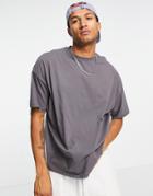 Asos Design Oversized T-shirt With Crew Neck In Washed Black - Black