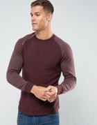 Troy Raglan Curved Hem Sweatshirt - Red