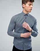 Sisley Checked Shirt In Slim Fit - Blue