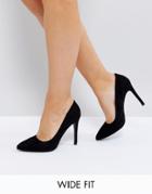 Truffle Collection Wide Fit Heel Court Shoe - Black