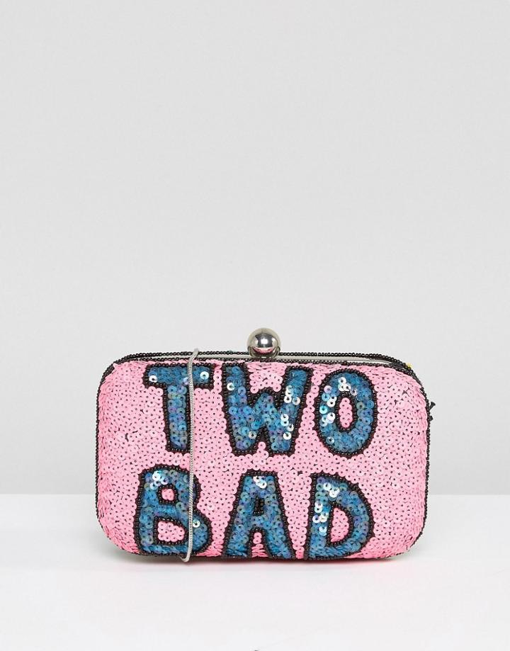 From St Xavier X How Two Live Hand Beaded Two Bad Box Clutch Bag - Pink