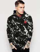 Good For Nothing Overhead Hoodie With All Over Paint Splatter Print