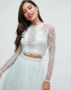 Asos Bridesmaid Lace Insert Top - Green
