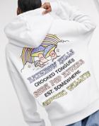 Crooked Tongues Oversized Hoodie With Rainbow Hills Logo-white