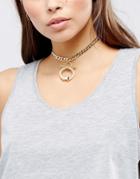 Asos Curb Chain Statement Toggle Choker Necklace - Gold