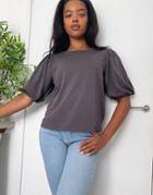 Asos Design T-shirt With Puff Sleeve-grey