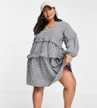 Influence Plus Shirt In Mixed Gingham-blues