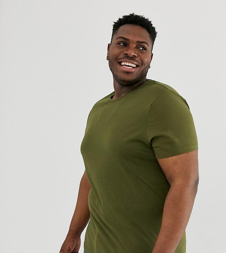 Asos Design Plus Organic T-shirt With Crew Neck - Green