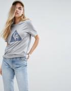 Le Coq Sportif Boyfriend T-shirt With Large Logo - Gray