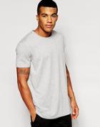 Asos Longline T-shirt With Crew Neck And Relaxed Skater Fit - Gray Marl