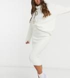 Asos Design Petite Fluffy Midi Skirt-white