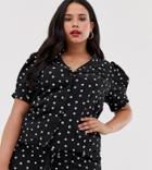 Fashion Union Plus Short Sleeved Blouse In Daisy Printco-ord-black