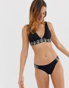 River Island Triangle Bikini Top With Embellished Detail In Black