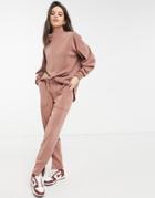 Y.a.s Sweatpants With Side Slit In Camel - Part Of A Set-brown
