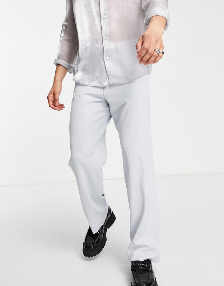 Asos Design Smart Wide Leg Pants In Light Blue