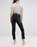 Daisy Street Raw Hem Ankle Jeans With Bad Ass With A Good Ass Embroidery - Black
