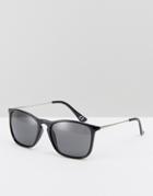 Asos Square Sunglasses In Black With Metal Arms - Black