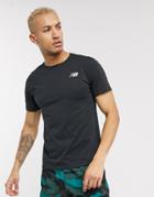 New Balance Running Heathertech T-shirt In Black