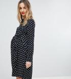Isabella Oliver Polka Dot Shirt Dress With Wrap Tie Waist - Black