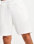 Asos Design Oversized Shorts In Slinky Rib - Part Of A Set-white