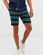Asos Design Slim Mid Smart Shorts In Navy Horizontal Stripe - Navy