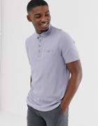 Ted Baker Polo Shirt In Gray With Slub Texture
