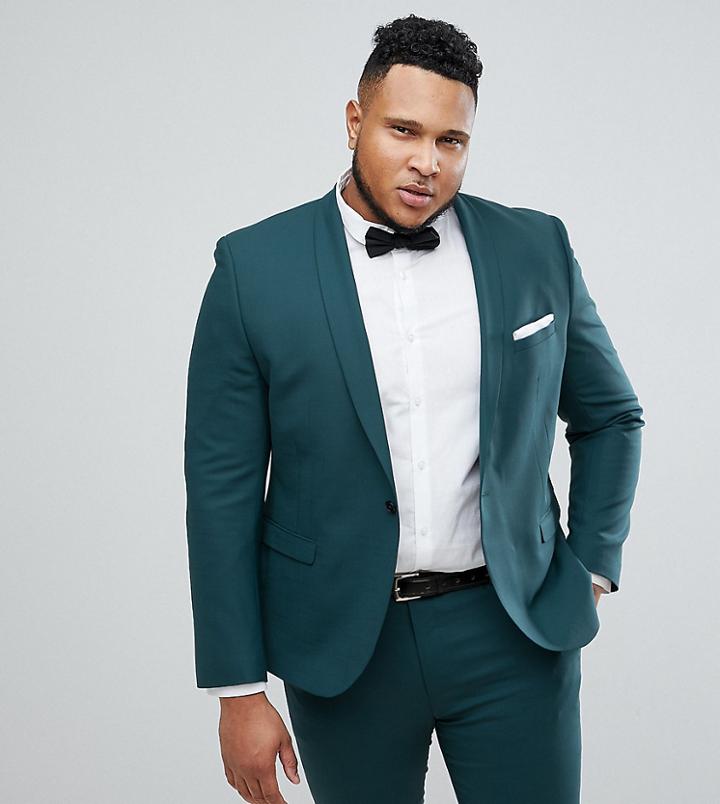 Noose & Monkey Plus Skinny Suit Jacket - Green