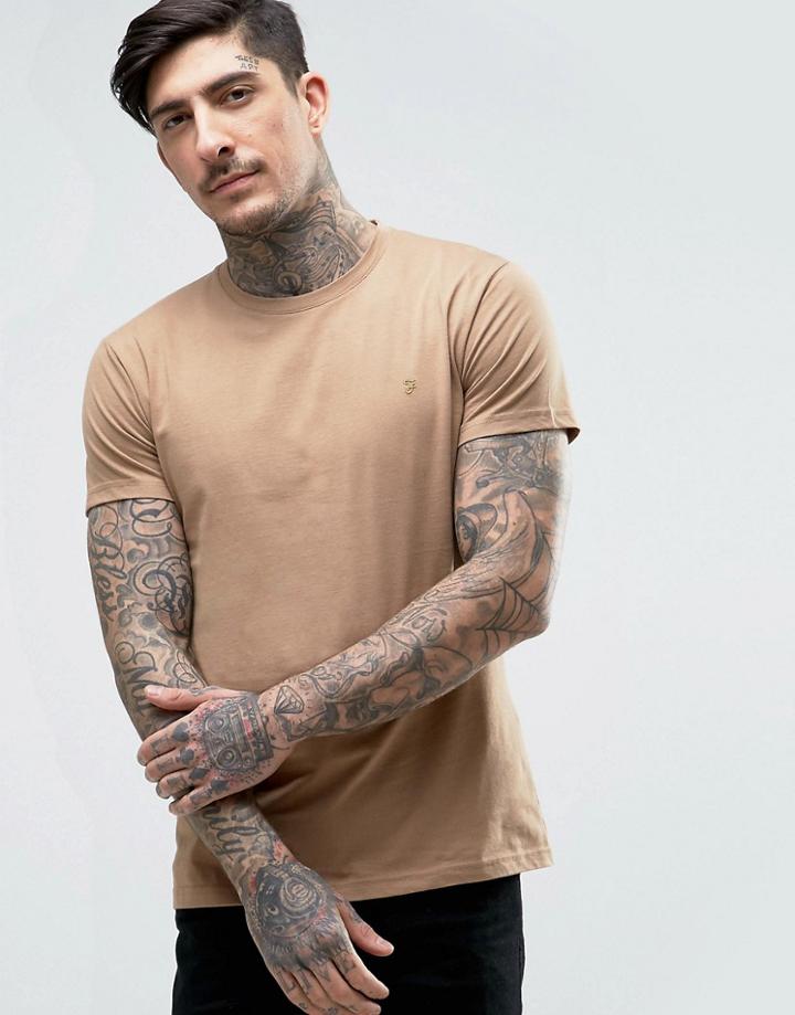 Farah Farris Slim Fit Logo T-shirt Brown - Brown