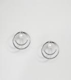 Kingsley Ryan Sterling Silver Double Hoop Pearl Stud Earring - Silver