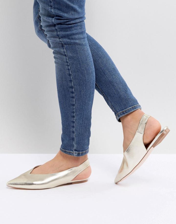 Faith Annike Pointed Flat Shoes - Gold