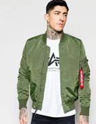 Alpha Industries Ma1 Bomber Jacket Slim Fit In Green - Sage Green