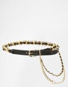 Asos Chain And Pu Belt - Gold And Black