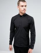 Hugo By Hugo Boss Ero 3 Shirt Metal Collar Bar Slim Fit In Black - Black