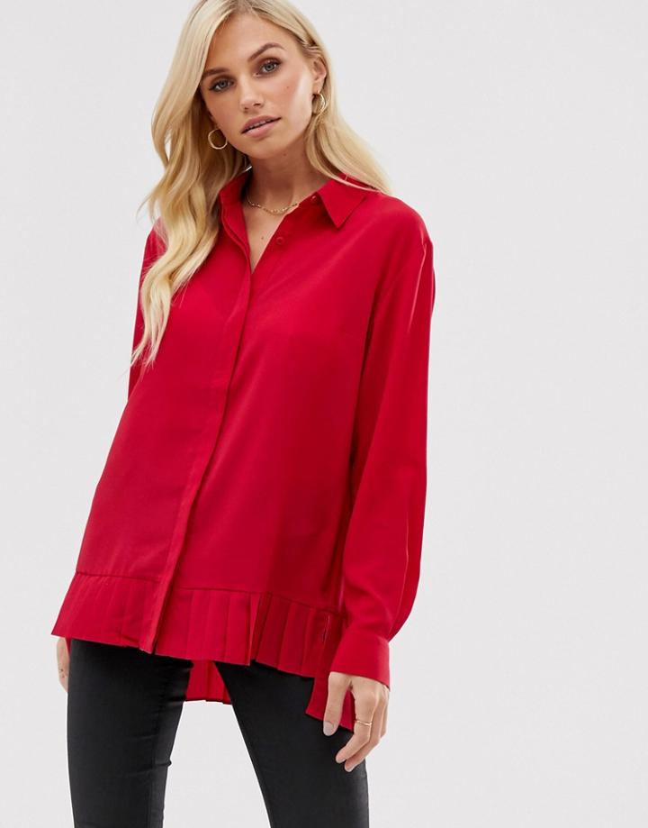 French Connection Pleat Hem Shirt-pink