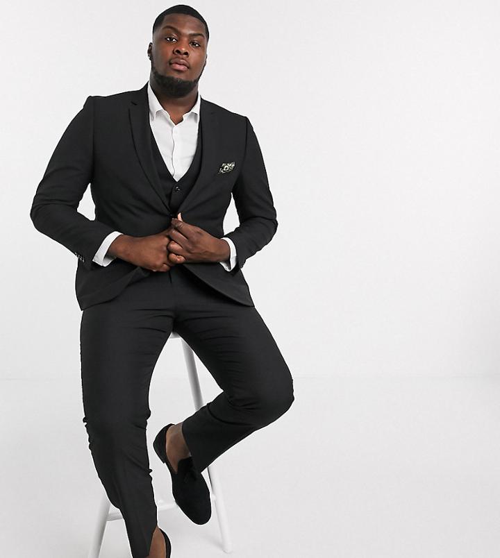 Harry Brown Plus Slim Fit Plain Suit Jacket-black