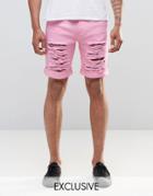 Liquor & Poker Distressed Shorts - Pink