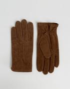 Asos Suede Gloves In Brown - Brown