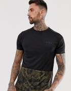 Asos 4505 Running T-shirt With Snakeskin Print Panel And Stepped Hem-black