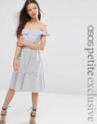 Asos Petite Stripe Summer Dress With Button Front - Multi