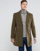 Bellfield Double Breasted Wool Mix Jacket - Green