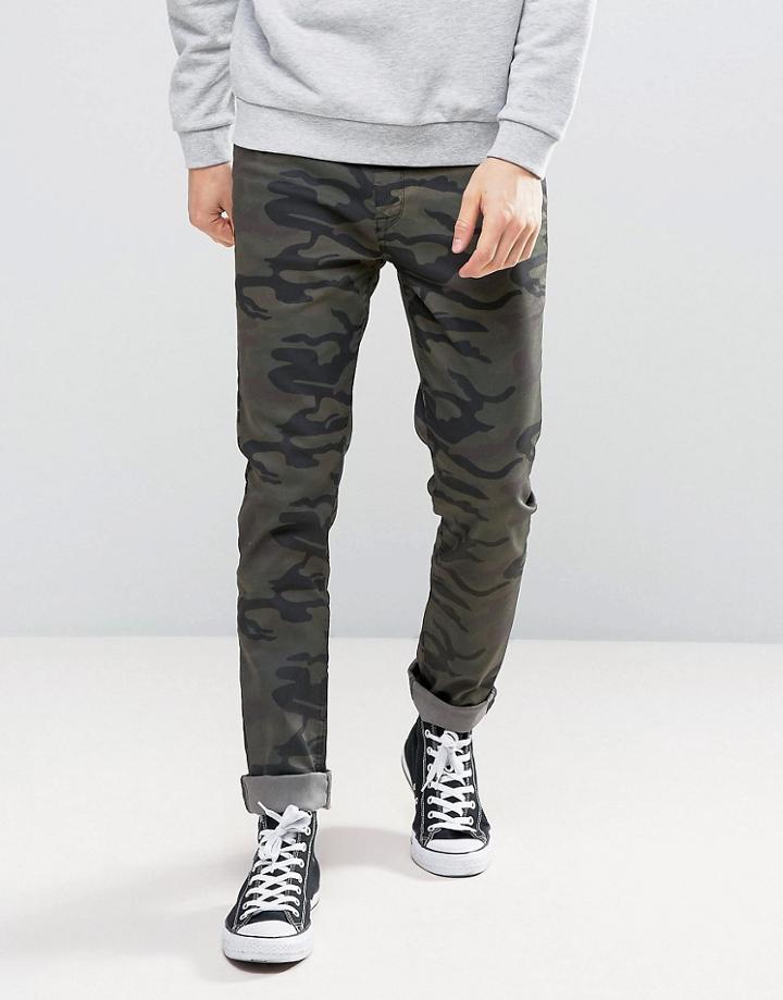 Kubban Skinny Jeans In Camo - Green
